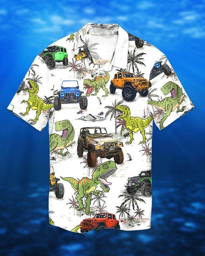 Hawaiian Aloha Shirts Jeep Ocean T-Rex
