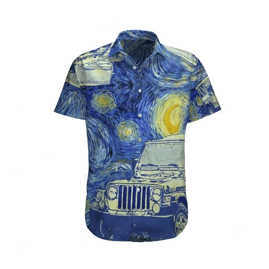 Hawaiian Aloha Shirts Jeep Starry Night Painting