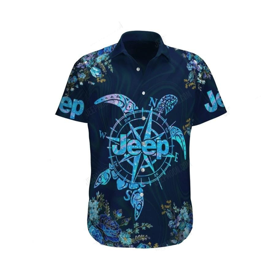 Hawaiian Aloha Shirts Jeep Turtle Compass