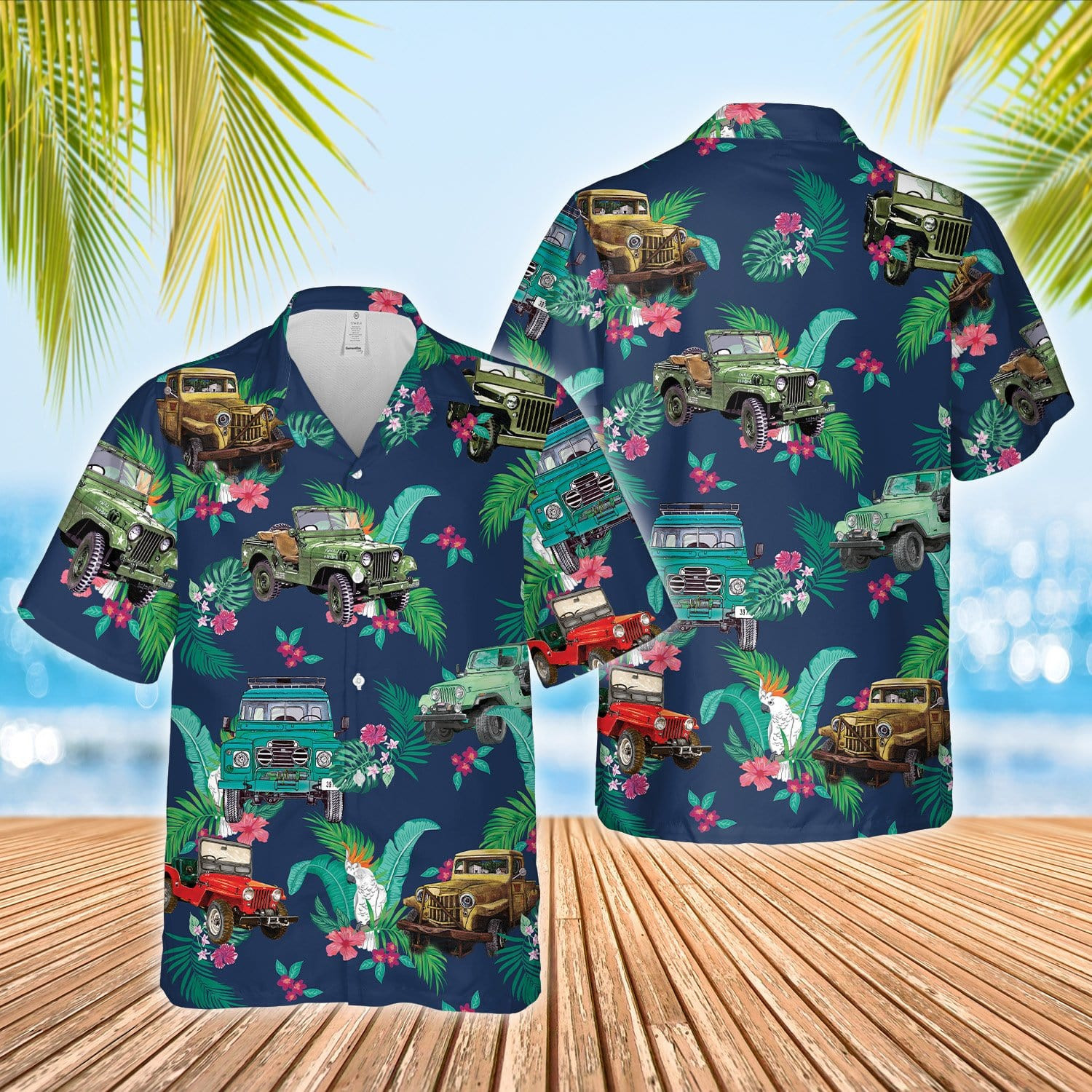 Hawaiian Aloha Shirts Jeep Willy Tropical 11721V