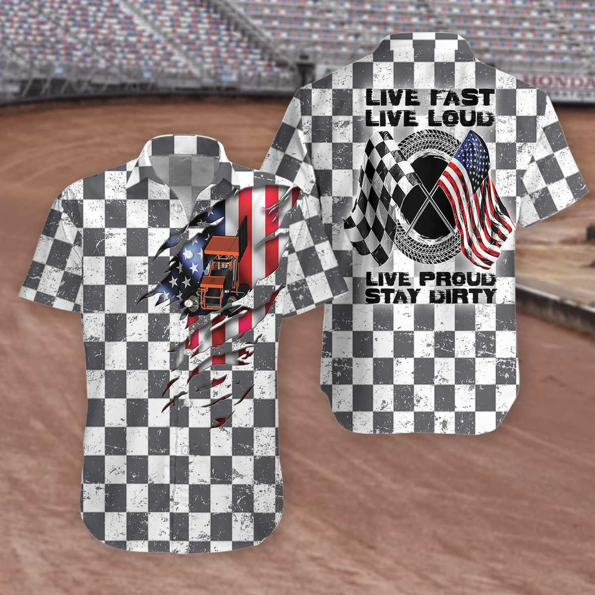 Hawaiian Aloha Shirts Live Fast Live Loud Live Proud Stay Dirty