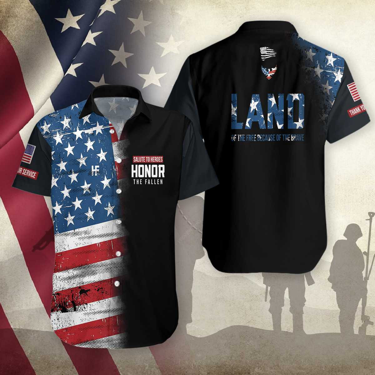 Hawaiian Aloha Shirts Patriotic Usa Salute The Heroes