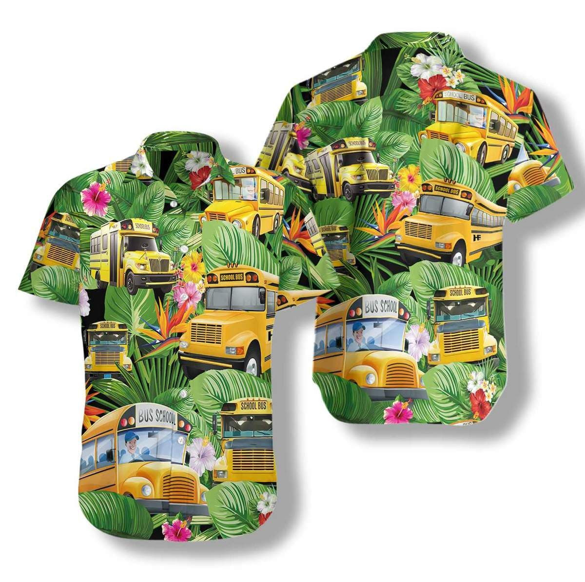 Hawaiian Aloha Shirts School Buses Tropical