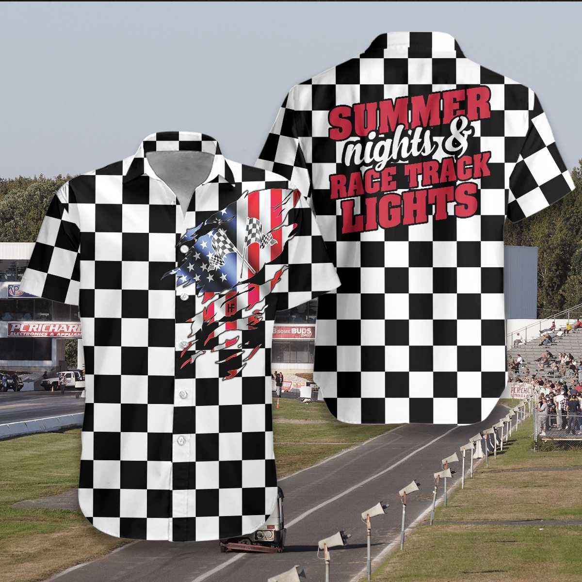 Hawaiian Aloha Shirts Summer Nights Race Track Lights