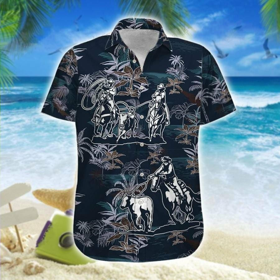 Hawaiian Aloha Shirts Team Roping Coconut