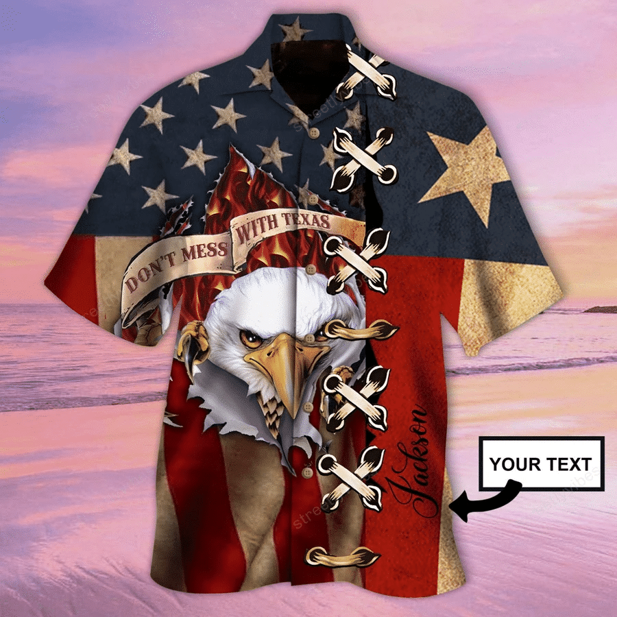 Hawaiian Aloha Shirts Texas Eagle Custom Name