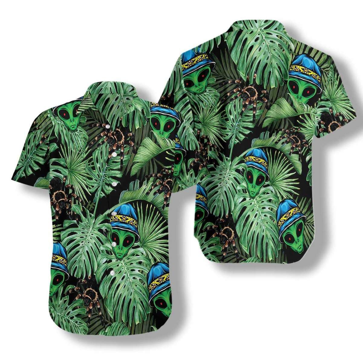Hawaiian Aloha Shirts Tropical Alien And Spider