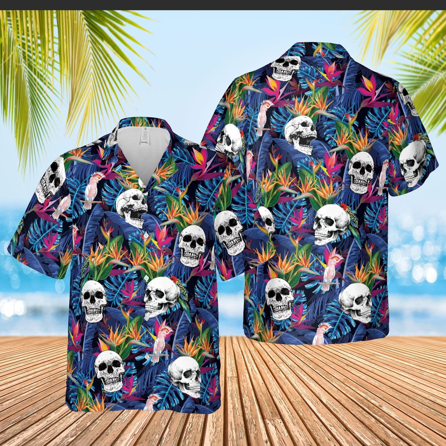 Hawaiian Aloha Shirts Tropical Forest And Skull 227Kv