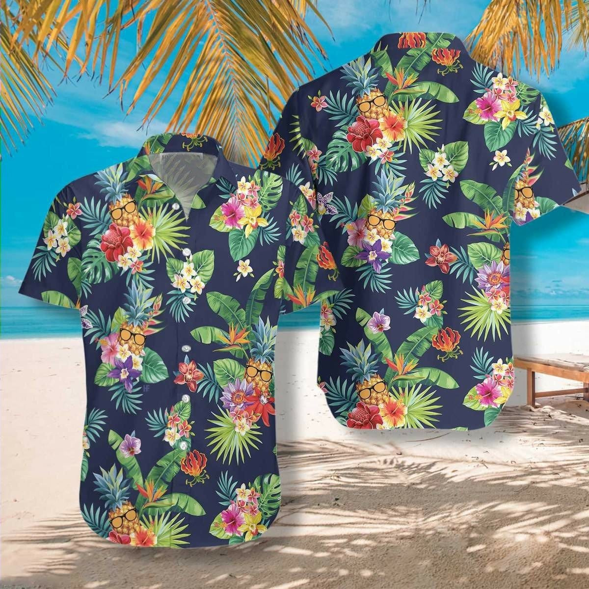 Hawaiian Aloha Shirts Tropical Pineapples And Palm Leaves
