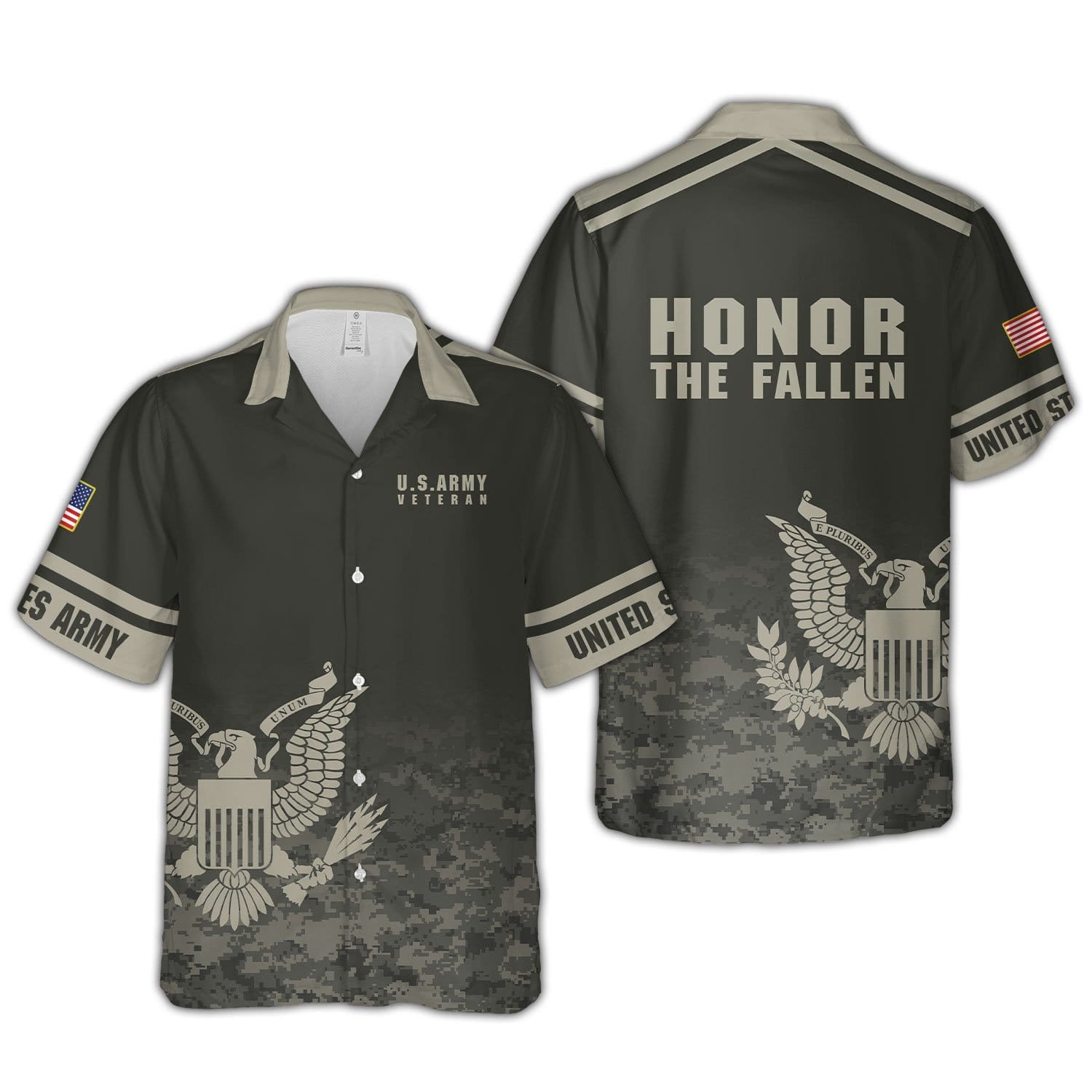 Hawaiian Aloha Shirts Us Army Veteran Fallen Eagle 5821L