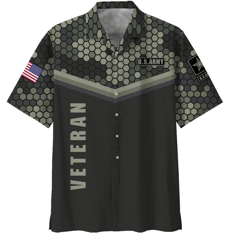 Hawaiian Aloha Shirts Us Army Veteran Hive Pattern