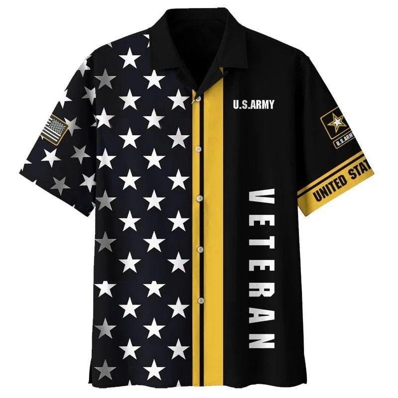 Hawaiian Aloha Shirts Us Army Veteran Stars