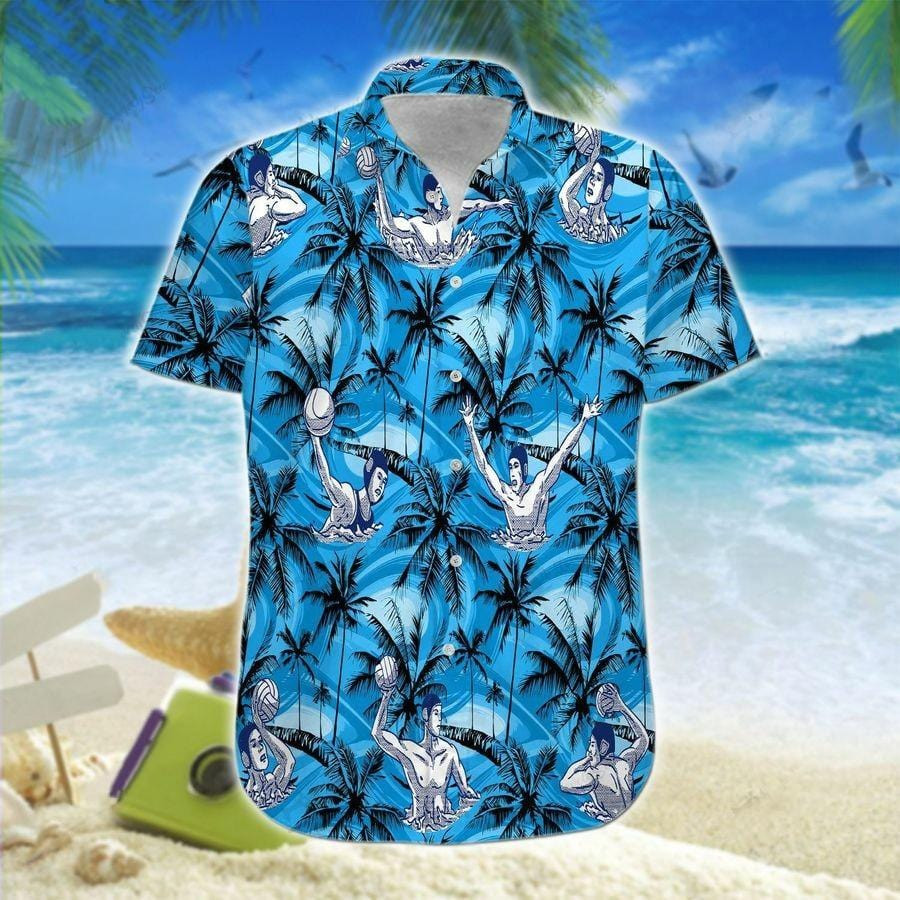 Hawaiian Aloha Shirts Water Polo Blue Sea