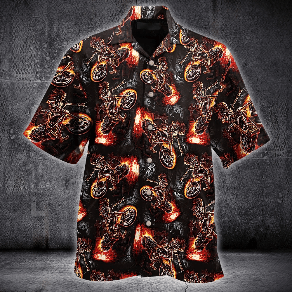 Hell Skull Ride Motocycles Hawaiian Aloha Shirts Dh