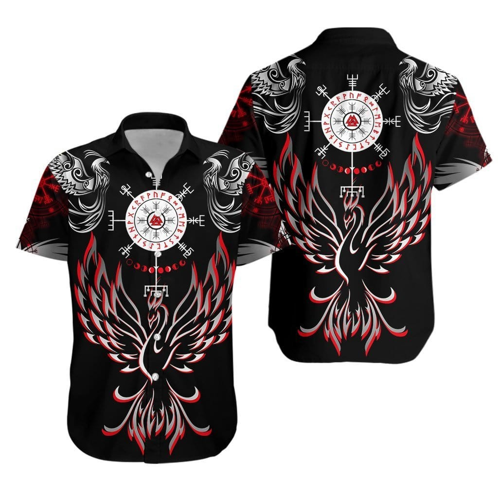 Helm Of Awe  Valknut Viking Hawaiian Aloha Shirts Va