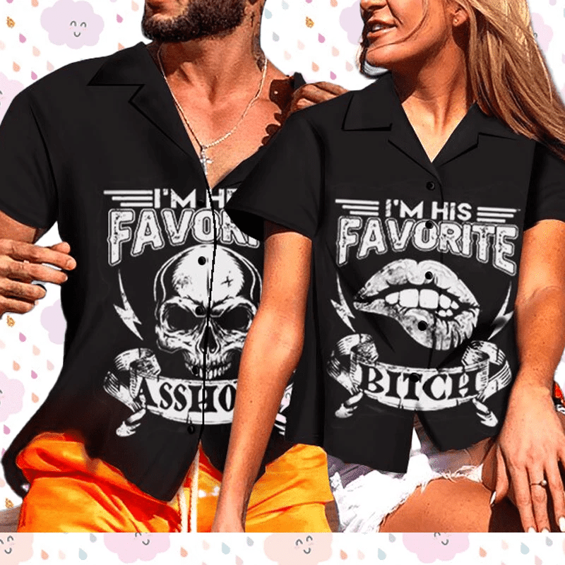 Her Favorite His Favorite Skull Couple Unisex Hawaiian Shirts