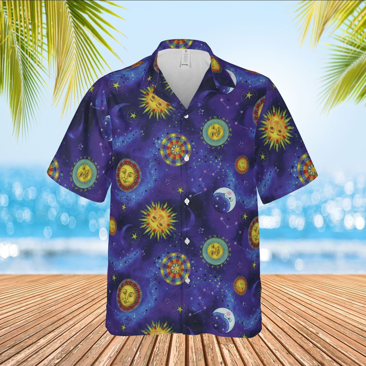 Hippie Sun And Moon Purple Galaxy Unisex Hawaiian Shirts 090621H