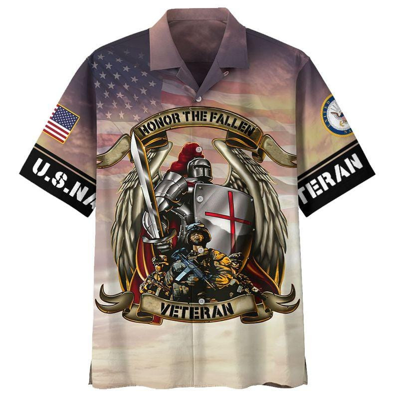 Honor The Fallen Us Navy Veteran And Knight Templar Unisex Hawaiian Shirts