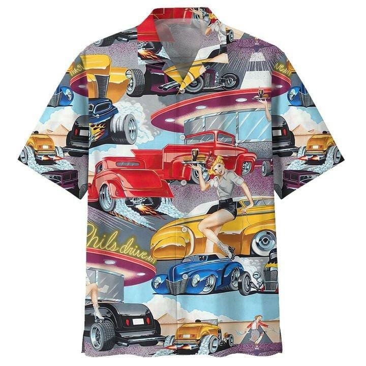 Hot Rod And Sexy Girl Hawaiian Aloha Shirts Dh