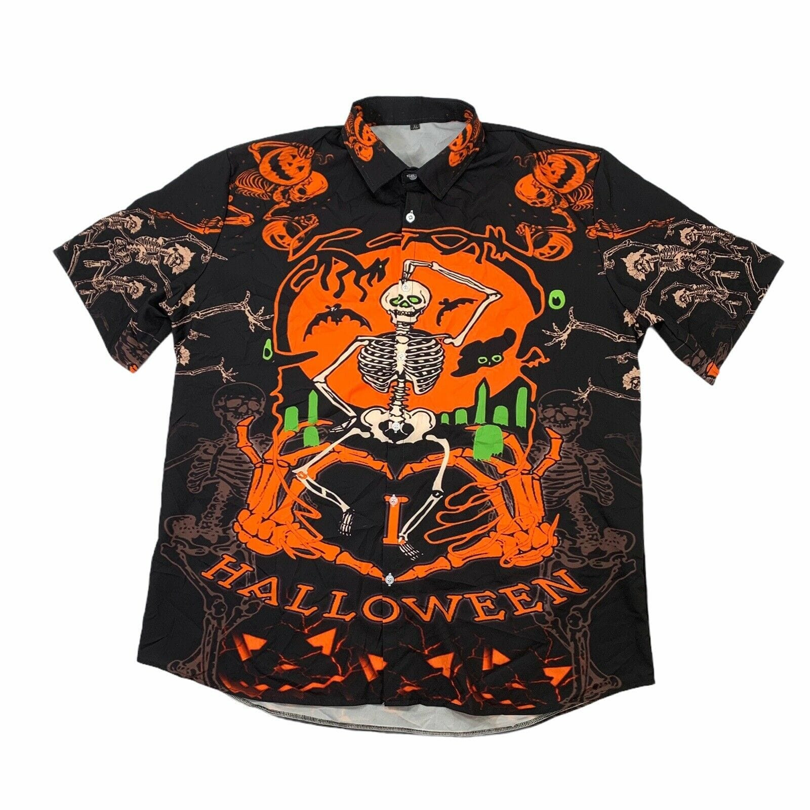 I Love Halloween Black Pumpkin Unisex Hawaiian Shirts