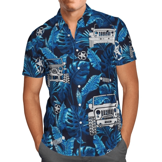 Jeep Car Tropical Blue Hawaiian Shirts V
