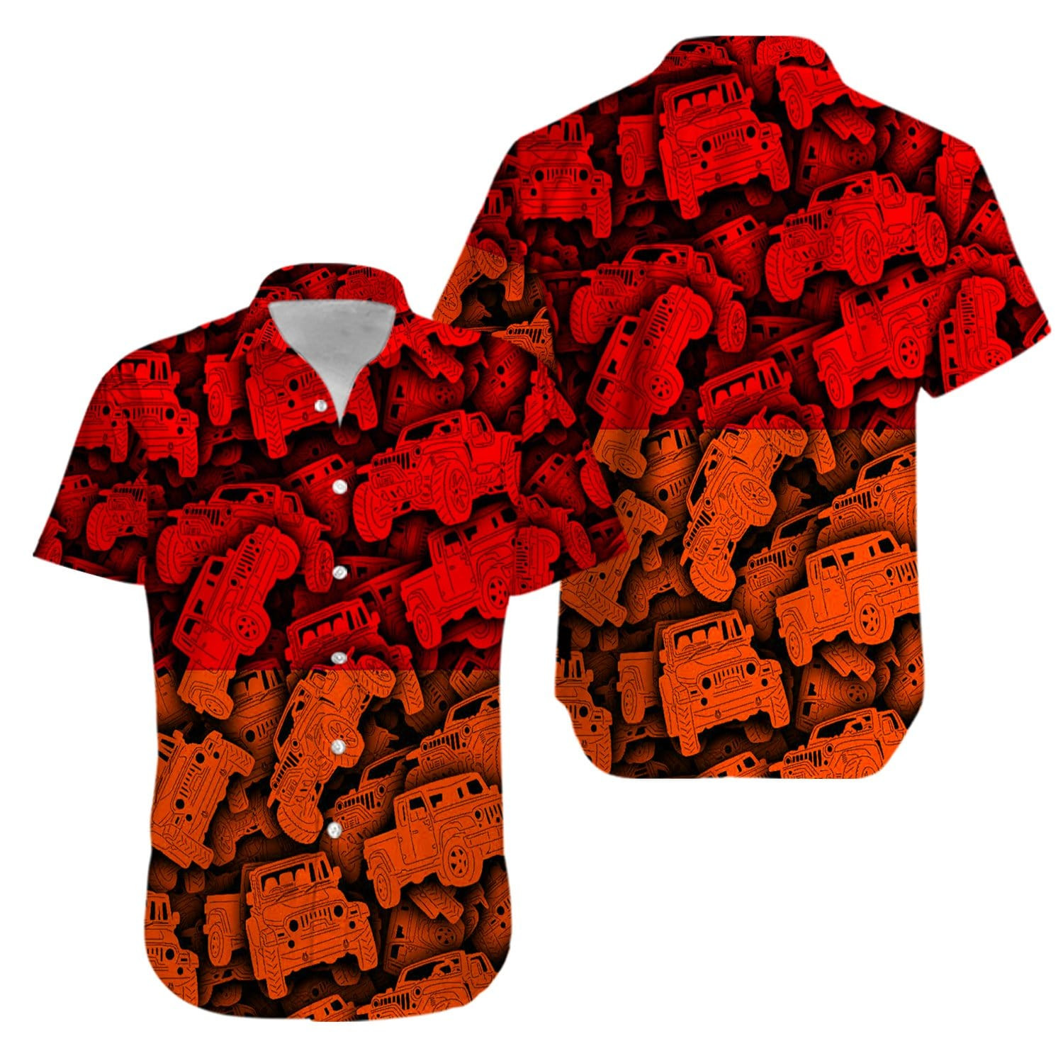 Jeep Red Light Hawaiian Aloha Shirts Kv