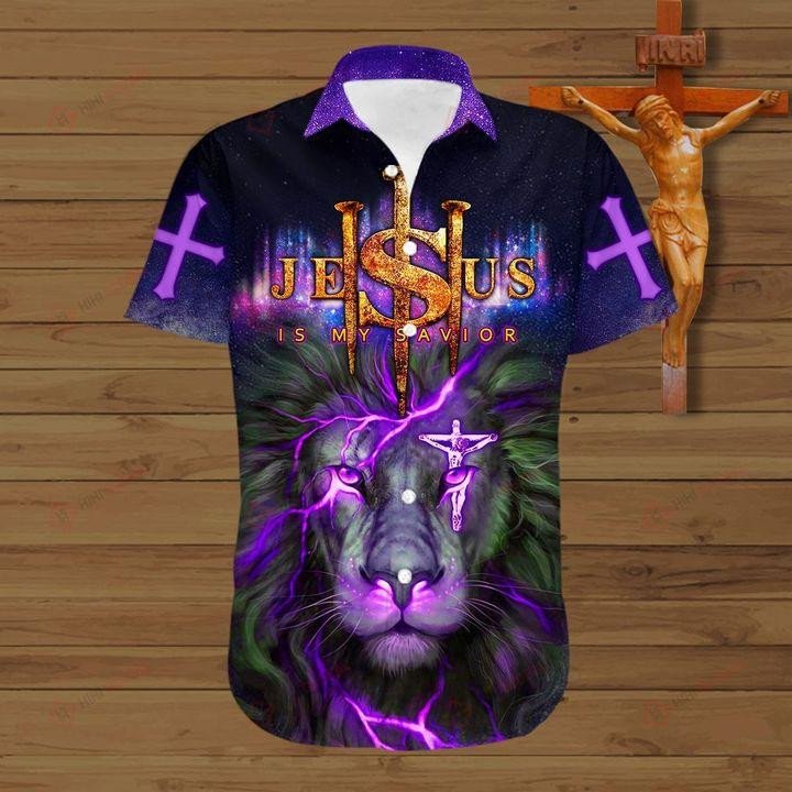 Lion Thunder Jesus Is My Savior Hawaiian Aloha Shirts Kv