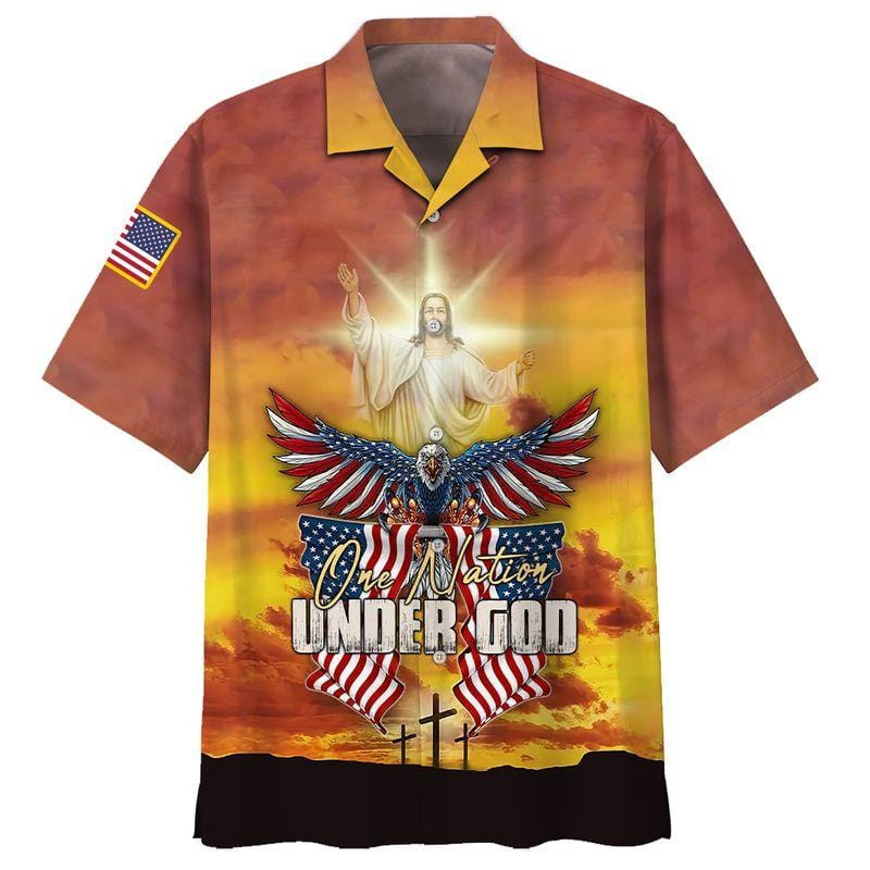 One Nation Under God Patriot Eagle Unisex Hawaiian Shirts