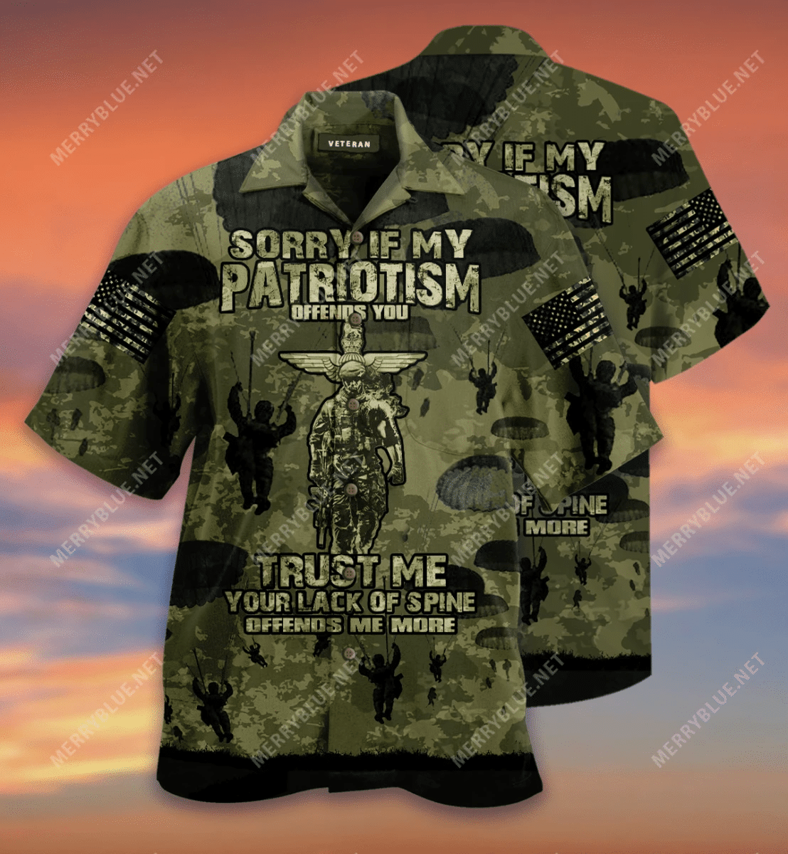 Parachute Soldier Sorry If My Patriotism Camo Hawaiian Aloha Shirts V