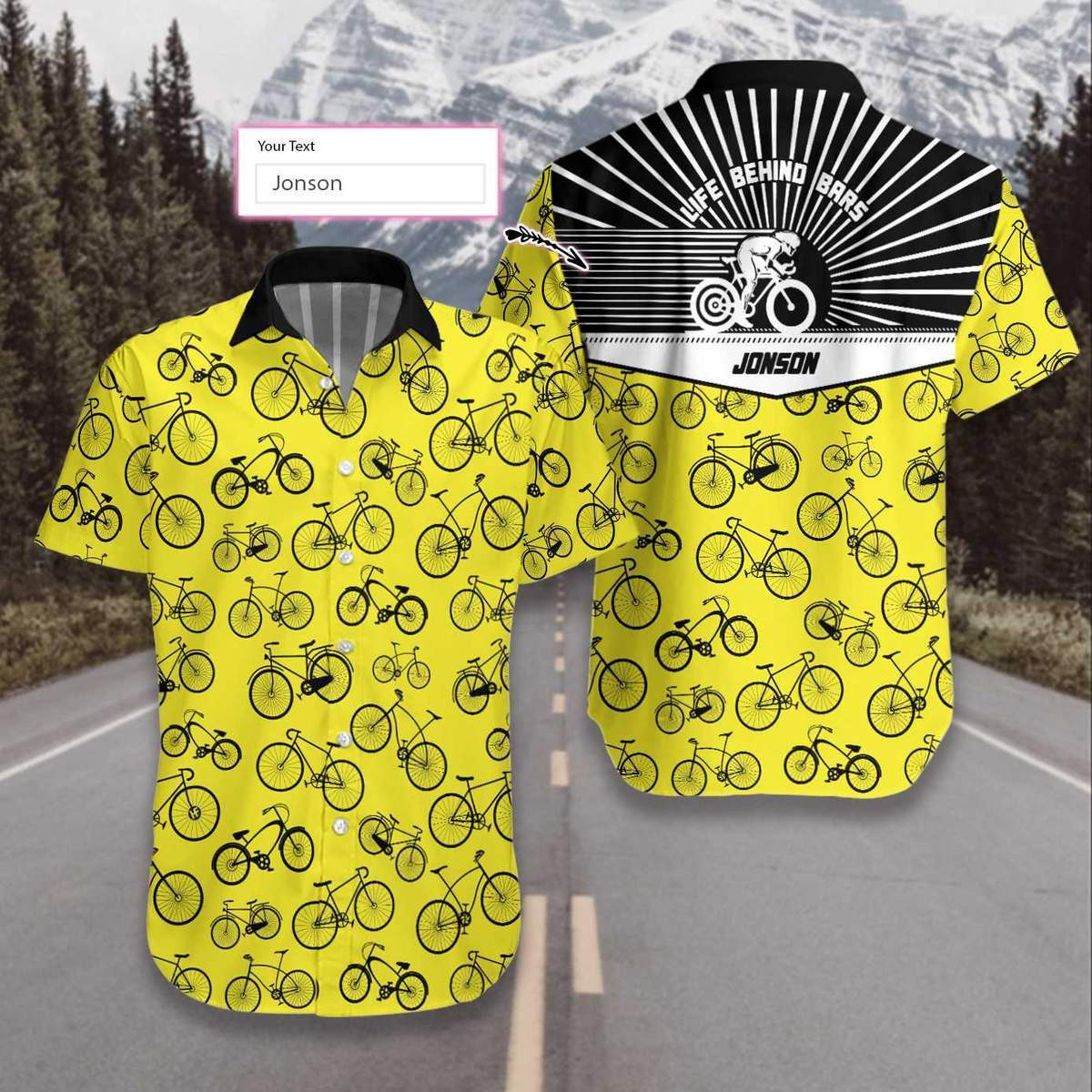 Personalized Cycling Life Behind Bars Yellow Pattern Hawaiian Aloha Shirts H