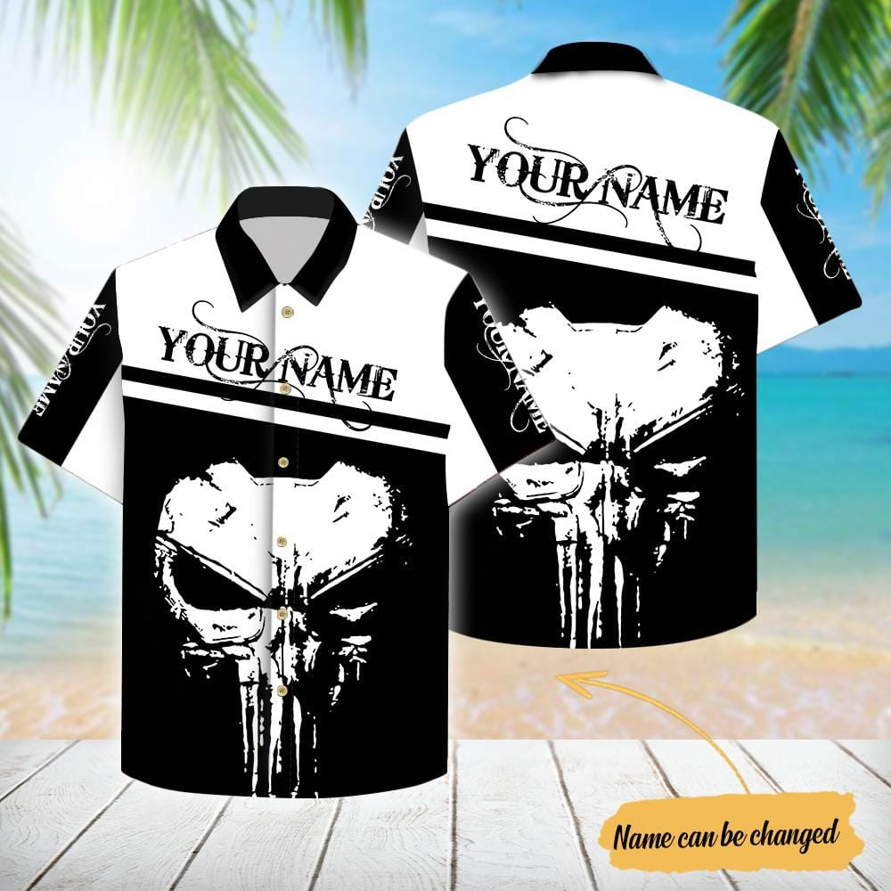 Personalized Gothic Scary Skull Custom Name Hawaiian Aloha Shirts Vi
