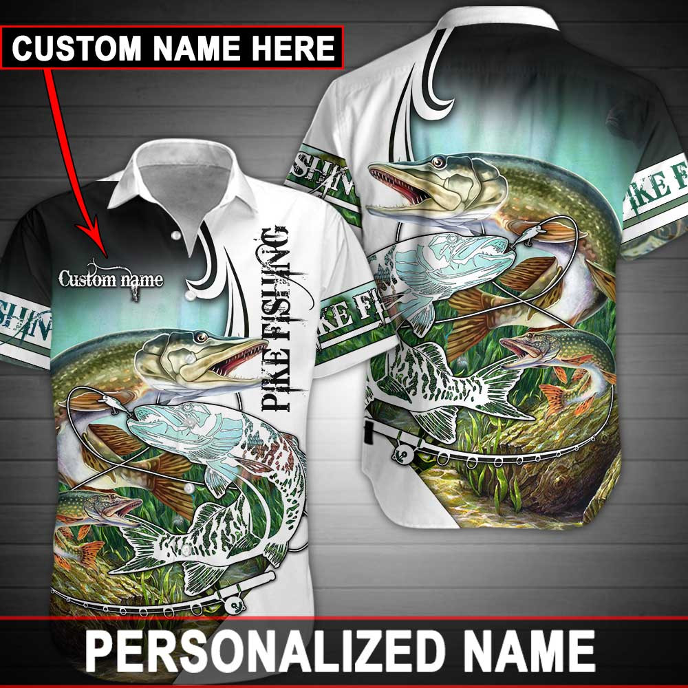 Pike Fishing Custom Name Aloha Hawaiian Shirts Kv