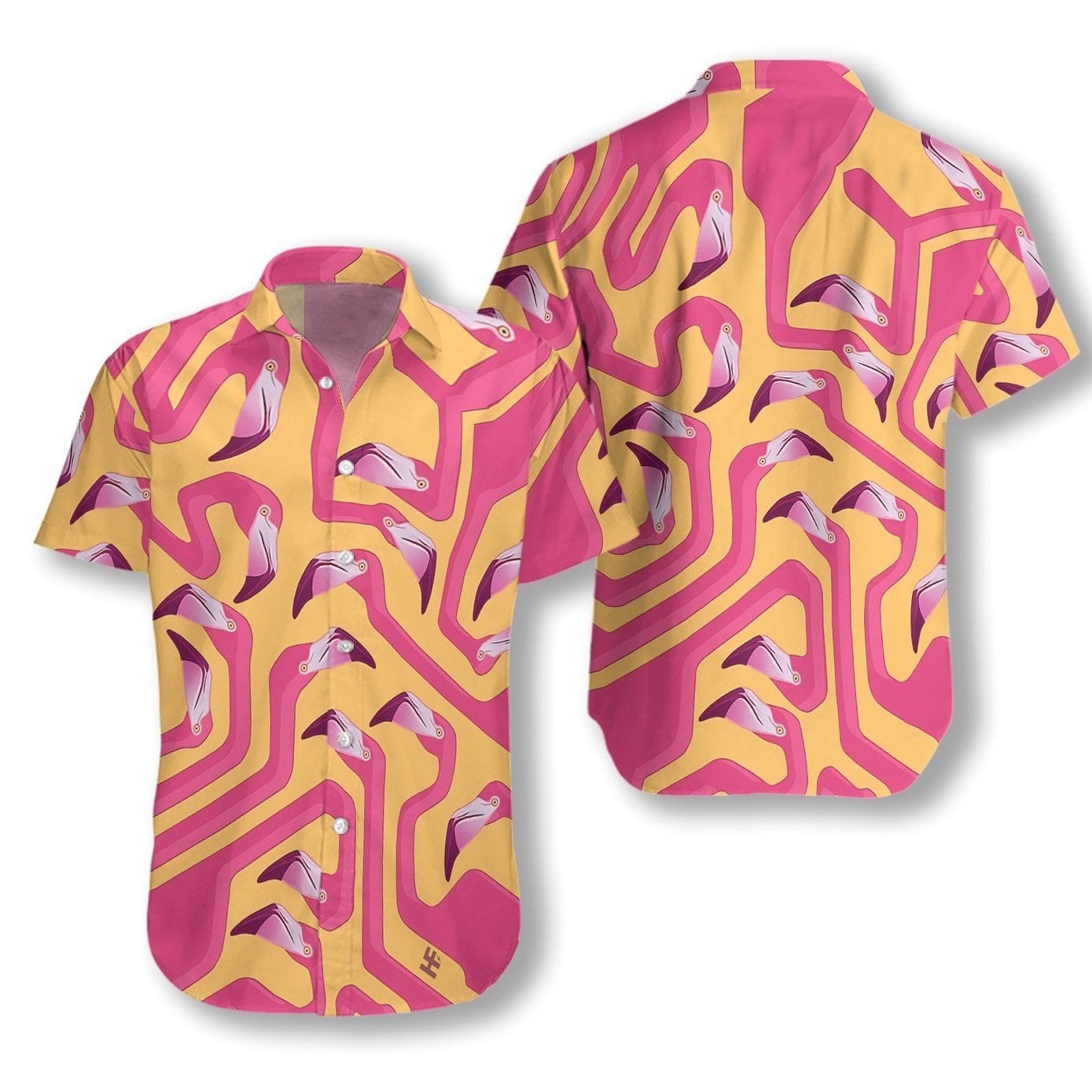 Pinky Flamingo Matrix Hawaiian Aloha Shirts