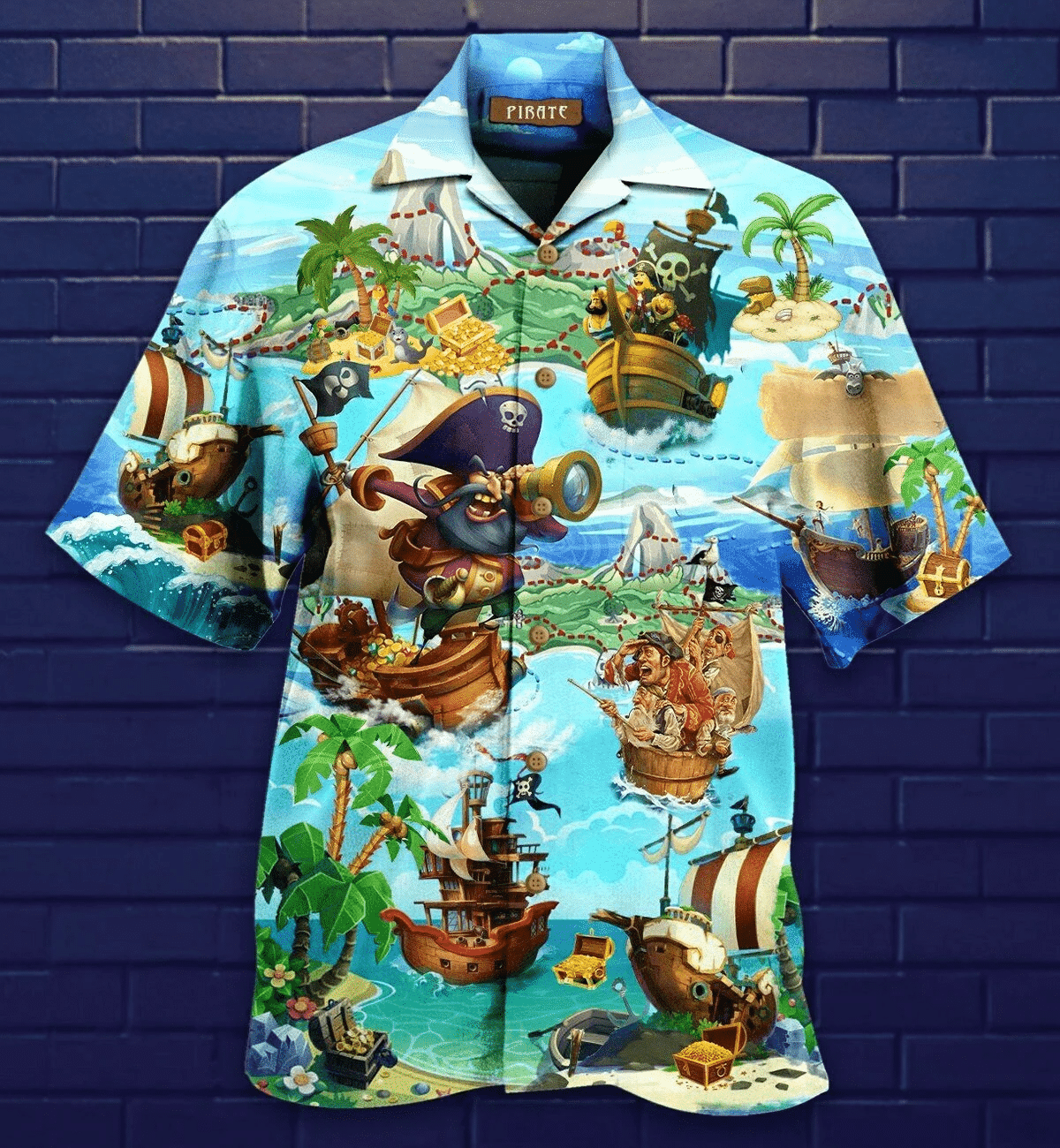 Pirate Its Time Of Treasure Hawaiian Aloha Shirts Va