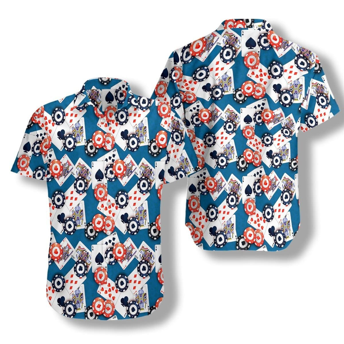 Poker Seamless Blue Pattern Hawaiian Shirt H