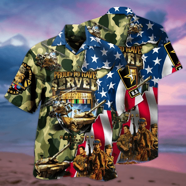 Proud To Have Served Operation Desert Storm Hawaiian Aloha Shirts Kv