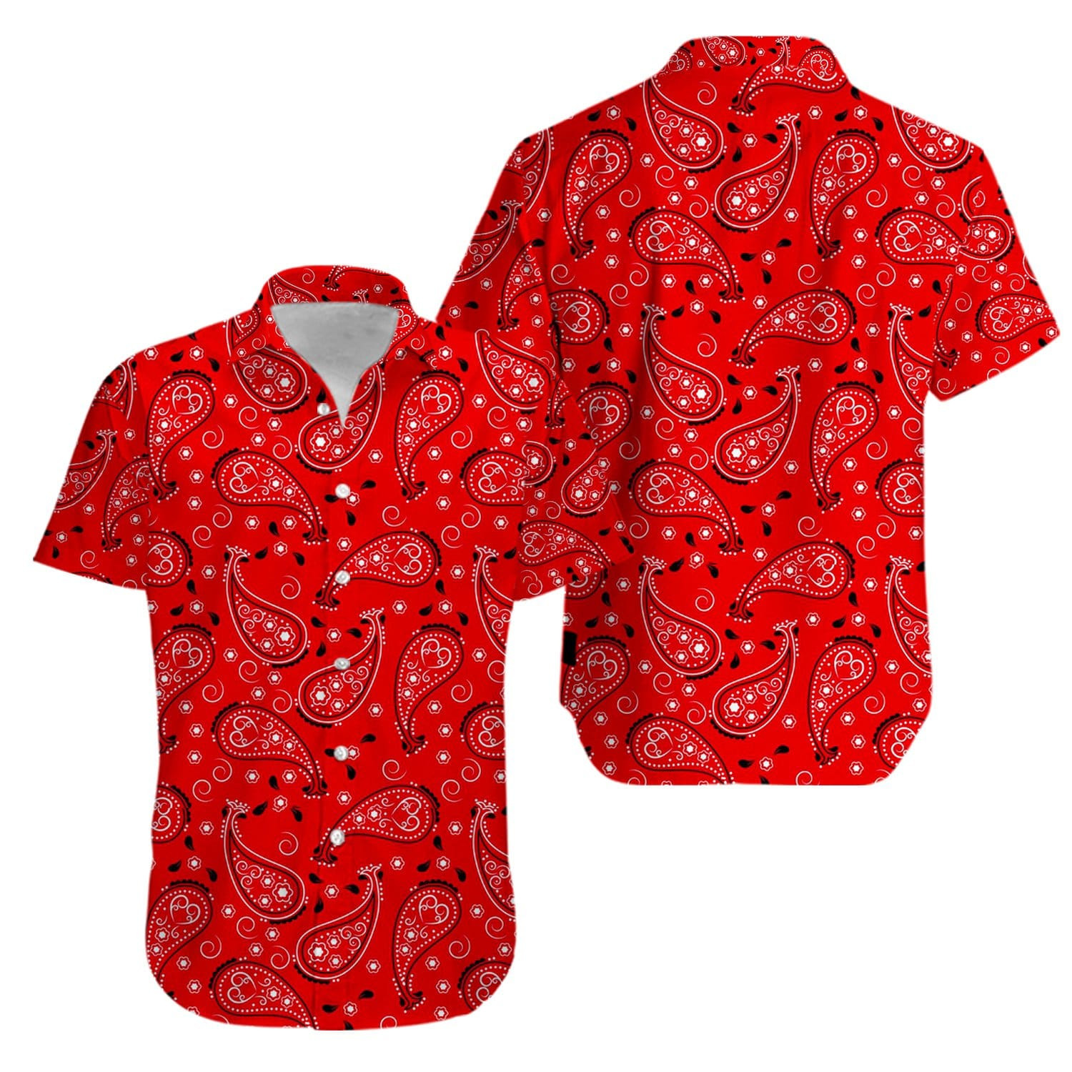Red Bandana Pattern Aloha Hawaiian Shirts Kv