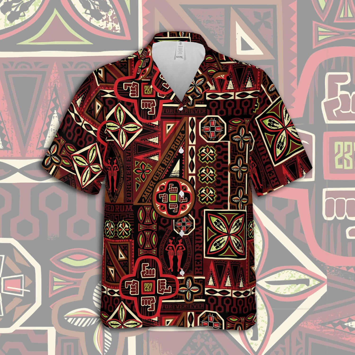 Red Rum Pattern Hawaiian Shirt 230621Xh