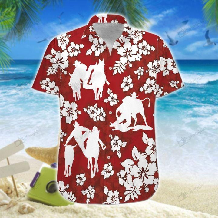 Red Steer Wrestling Unisex Hawaiian Shirts