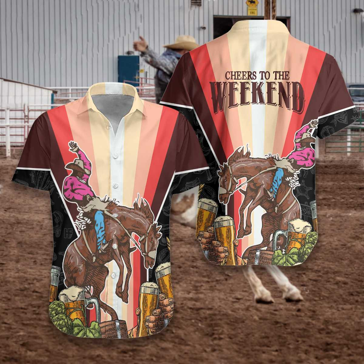 Rodeo And Beer Cheers To The Weekend Hawaiian Aloha Shirts H