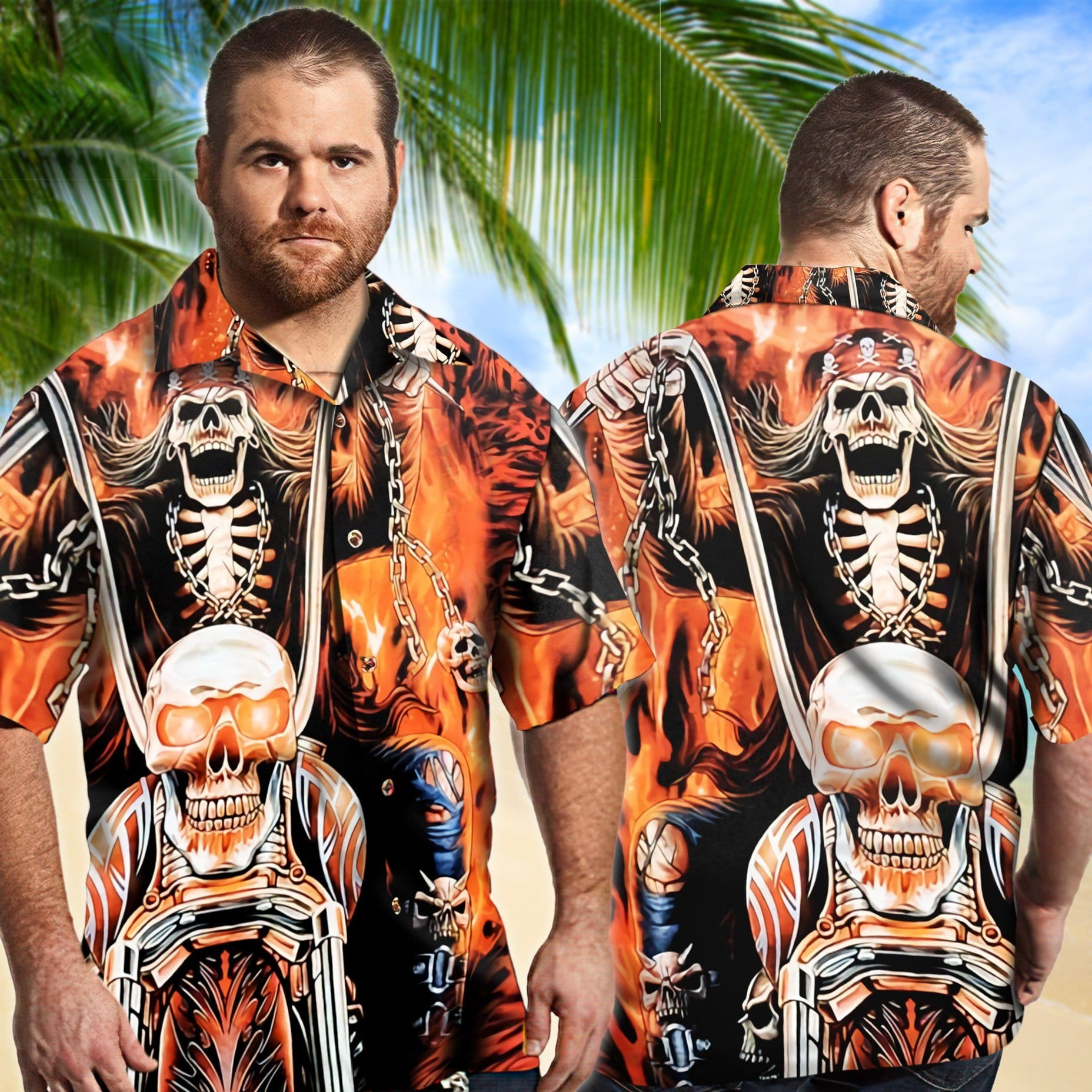Skull Gangster Biker Ride Or Die Motorcycles Racing Hawaiian Aloha Shirts Vi