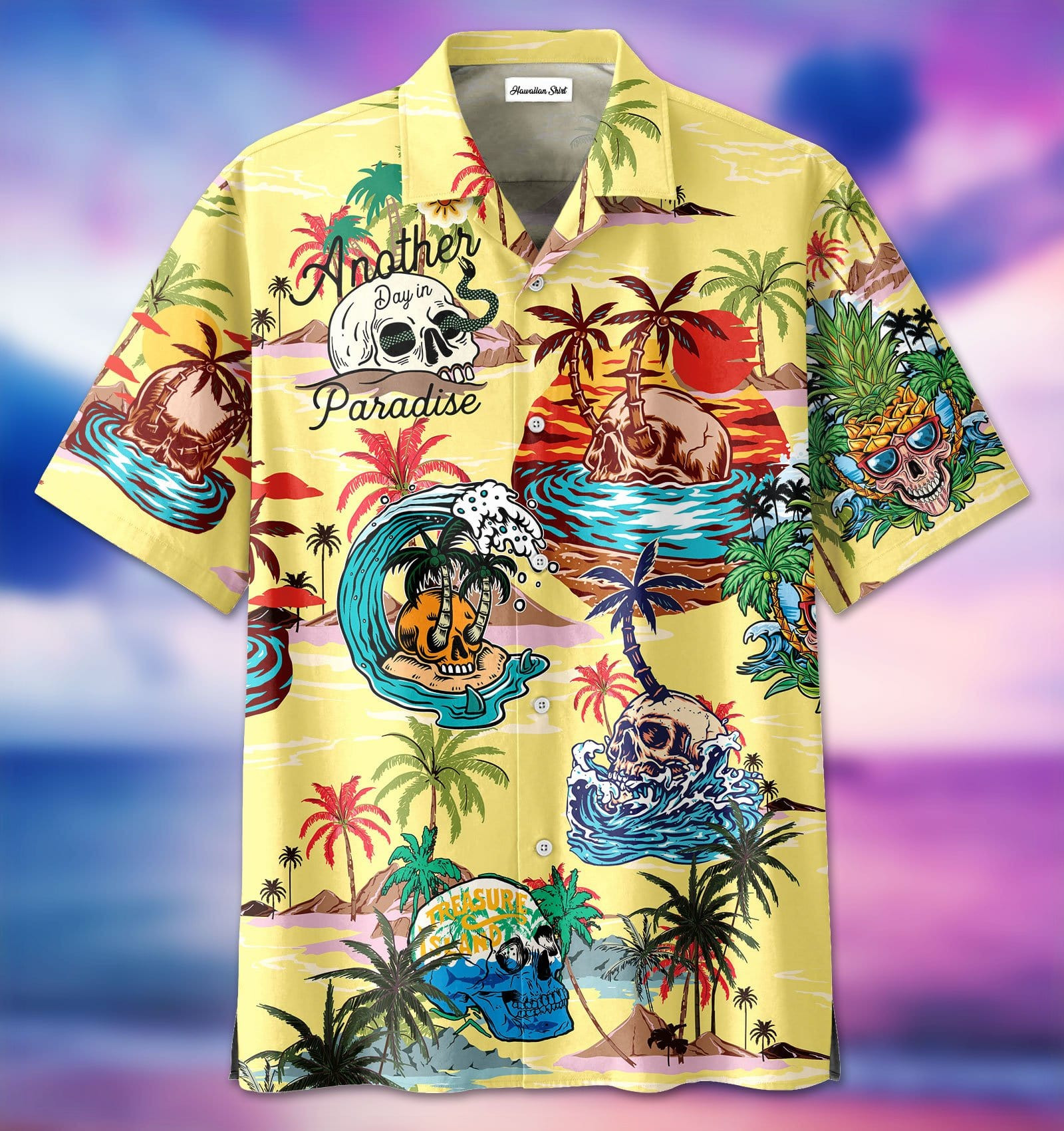 Skull Parasise Love Beach Vintage Hawaiian Aloha Shirts