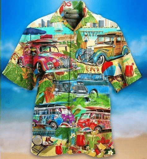 Summer Car Holiday On The Beach Hawaiian Aloha Shirts Dh