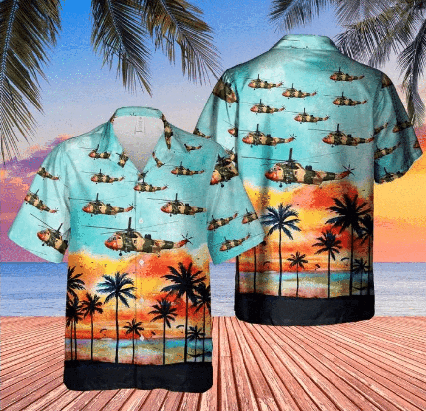 Sunset Beach Belgian Air Force Mk48 Aloha Hawaiian Shirts Dh