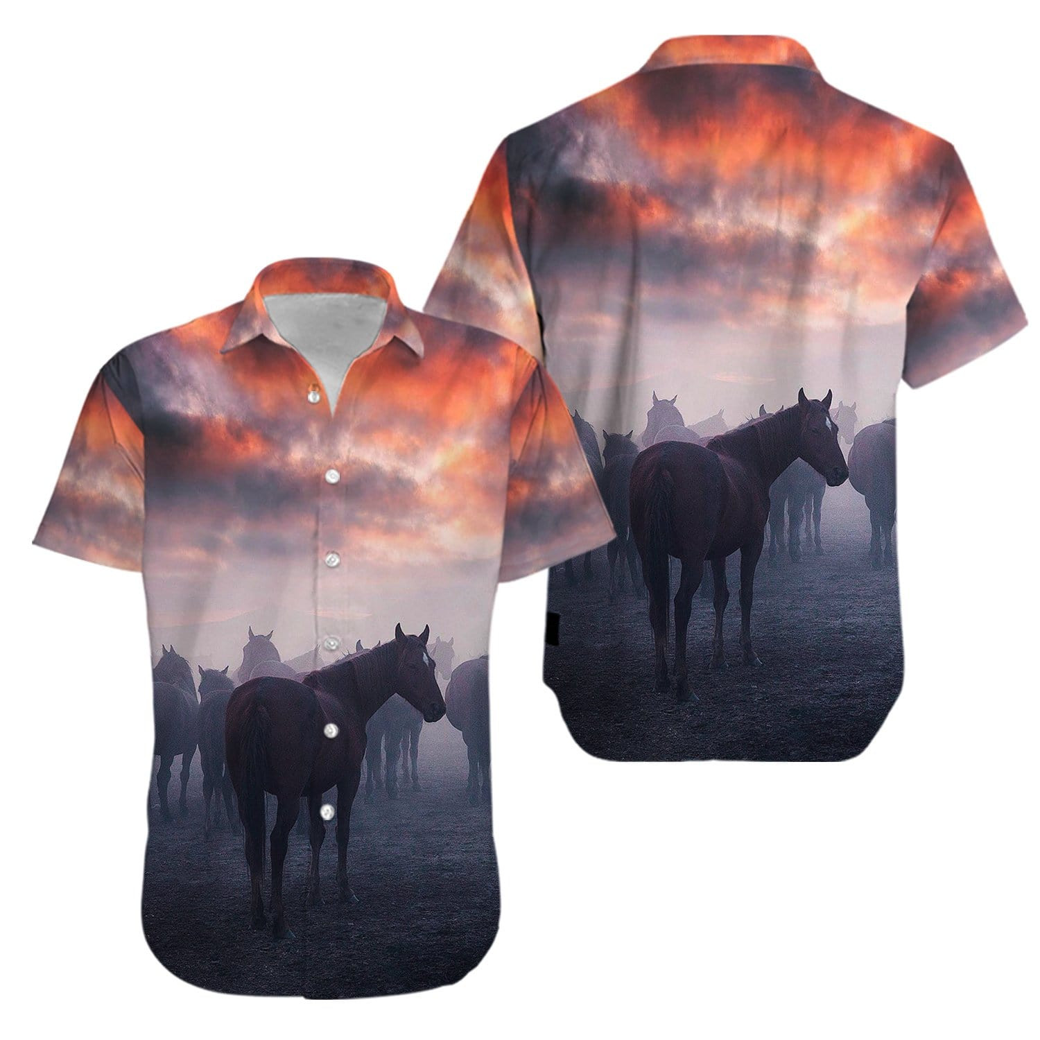 Sunset Horse Hawaiian Aloha Shirts Kv
