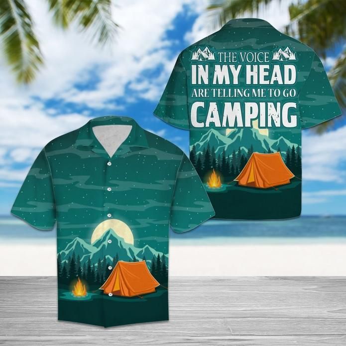 The Voice In My Head Amazing Camping Hawaiian Aloha Shirts H