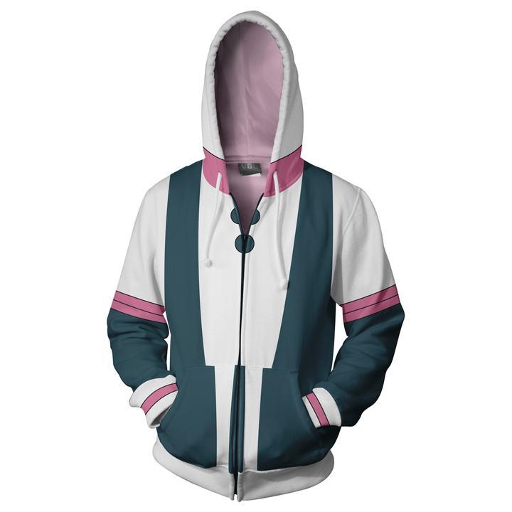 My Hero Academia Hoodies - Cosplay Ochaco Uraraka Boku No Hero Academia Zip Up Hoodie