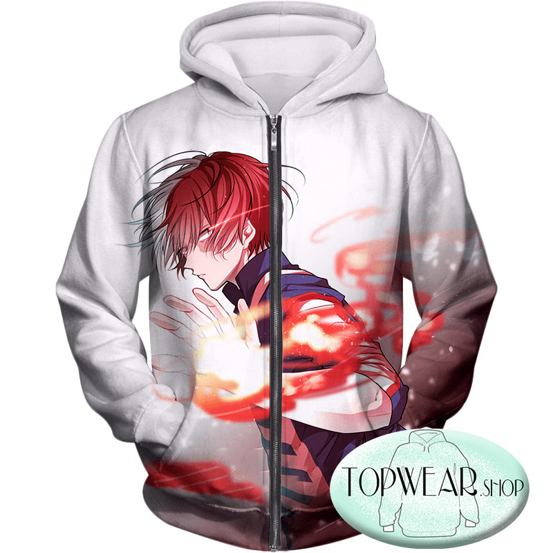 My Hero Academia Hoodies - Fire Ice Shoto Todoroki Fan Zip Up Hoodie