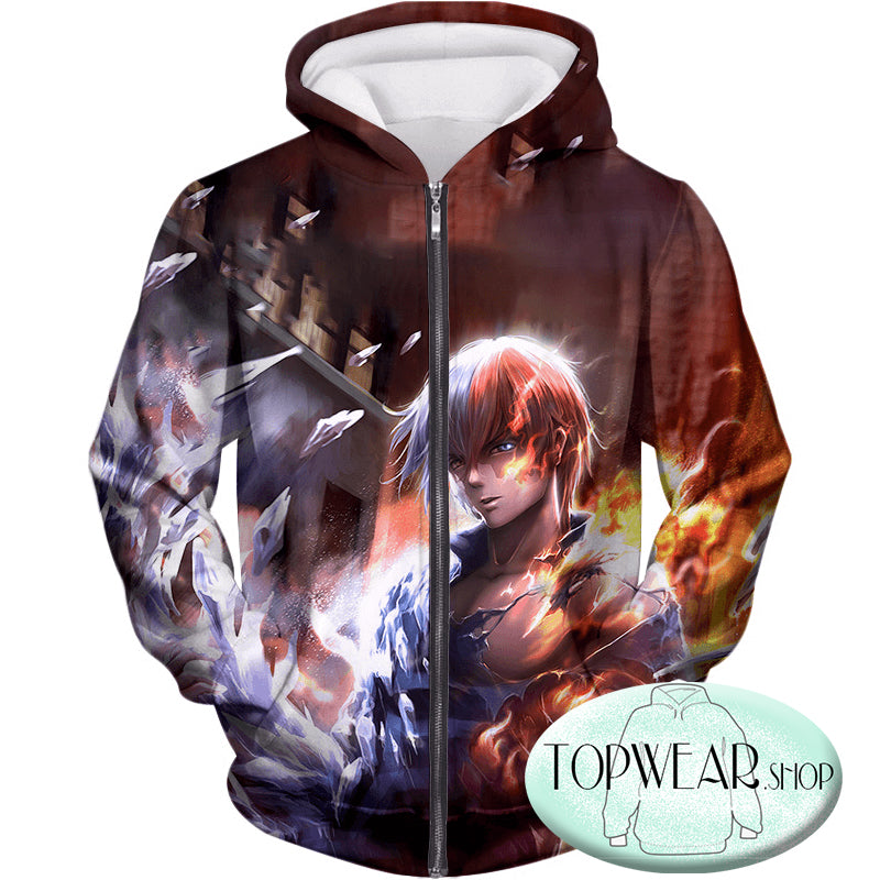 My Hero Academia Hoodies - Half-Hot Half-Cold 3D Shoto Todoroki Fan Zip Up Hoodie