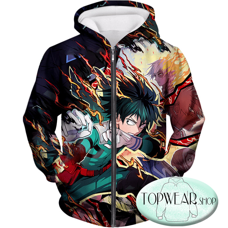 My Hero Academia Hoodies - Izuki Midoriya One for All Quirk Zip Up Hoodie